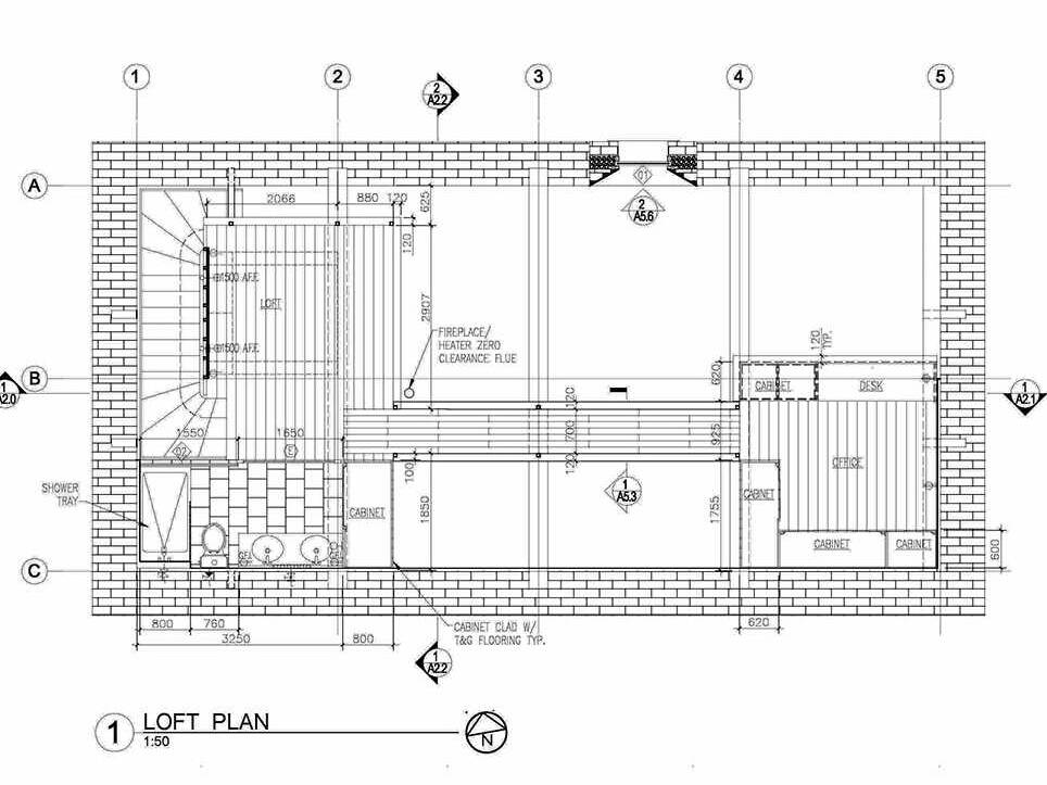 15th century barn conversion , second floor loft plan drawing