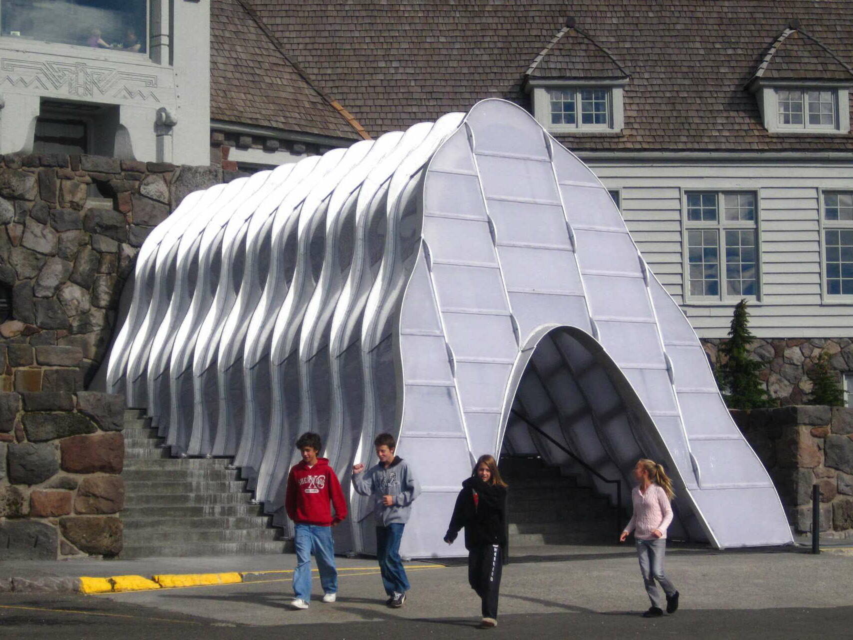 Winter Entrance installed in the early fall , waiting for the Cascade Mountains Snowfall