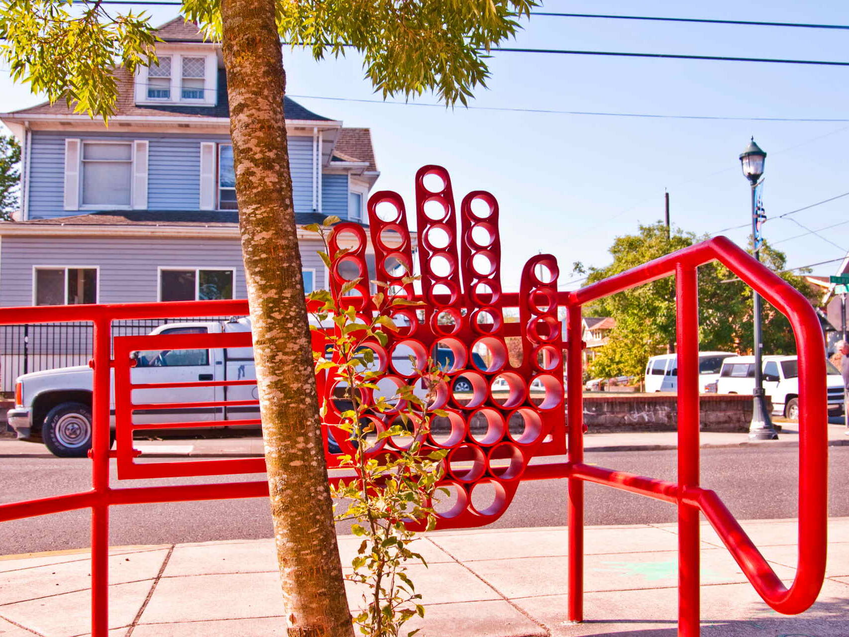 Alberta Alignment: Chakras & Hello hand sculpture in red