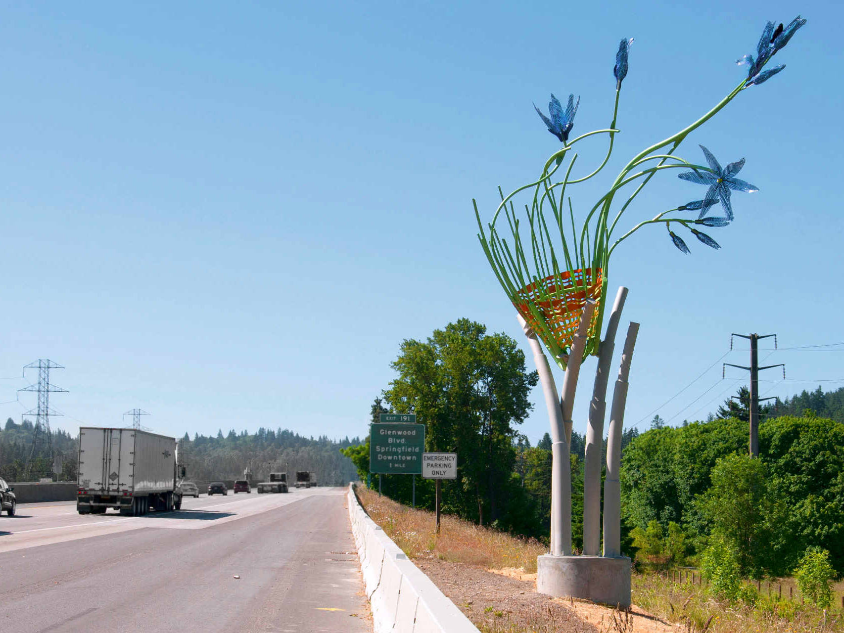 Camas Basket- view from Interstate 5 driving South
