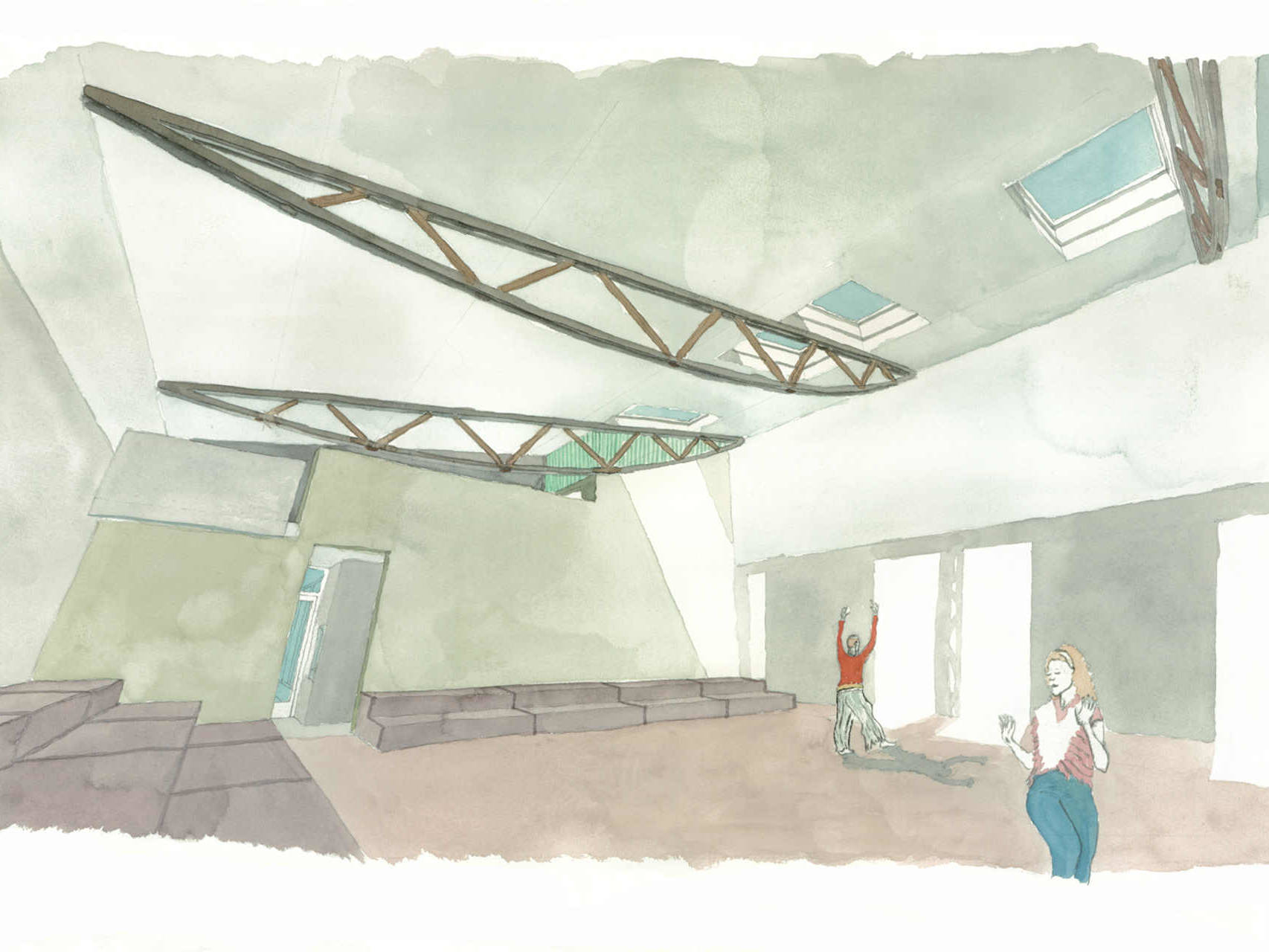 studio & event space watercolor drawing