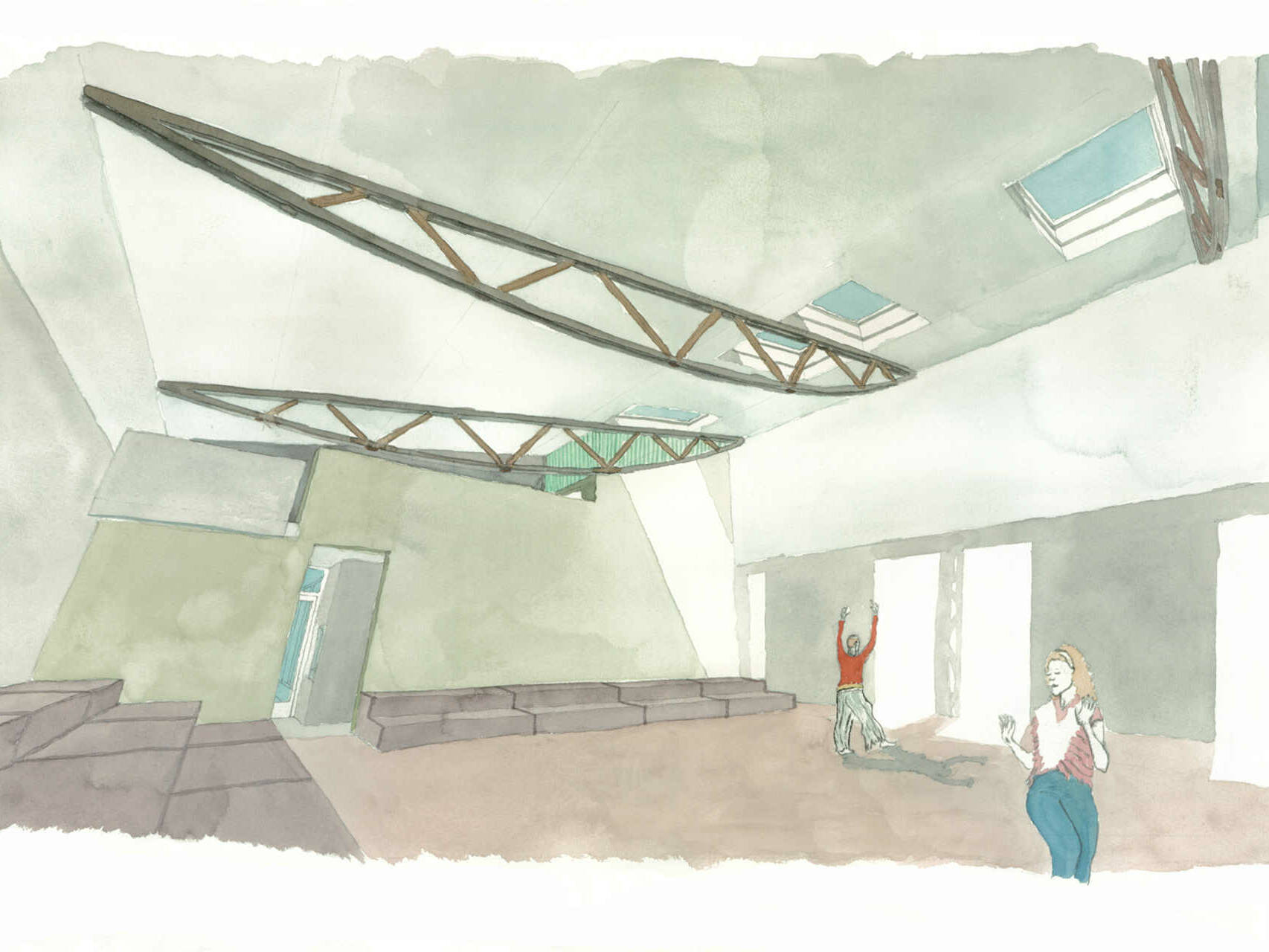 studio & event space watercolor drawing