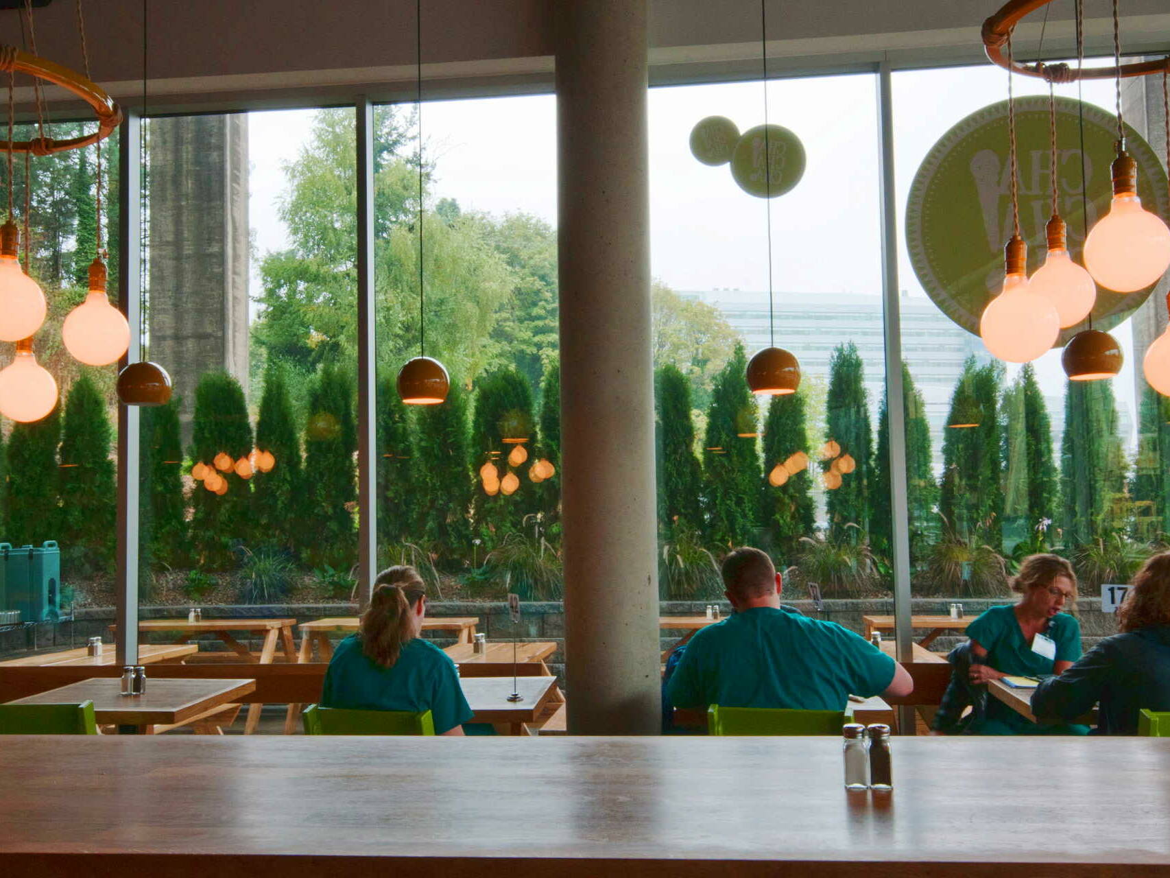 dining w custom light fixtures