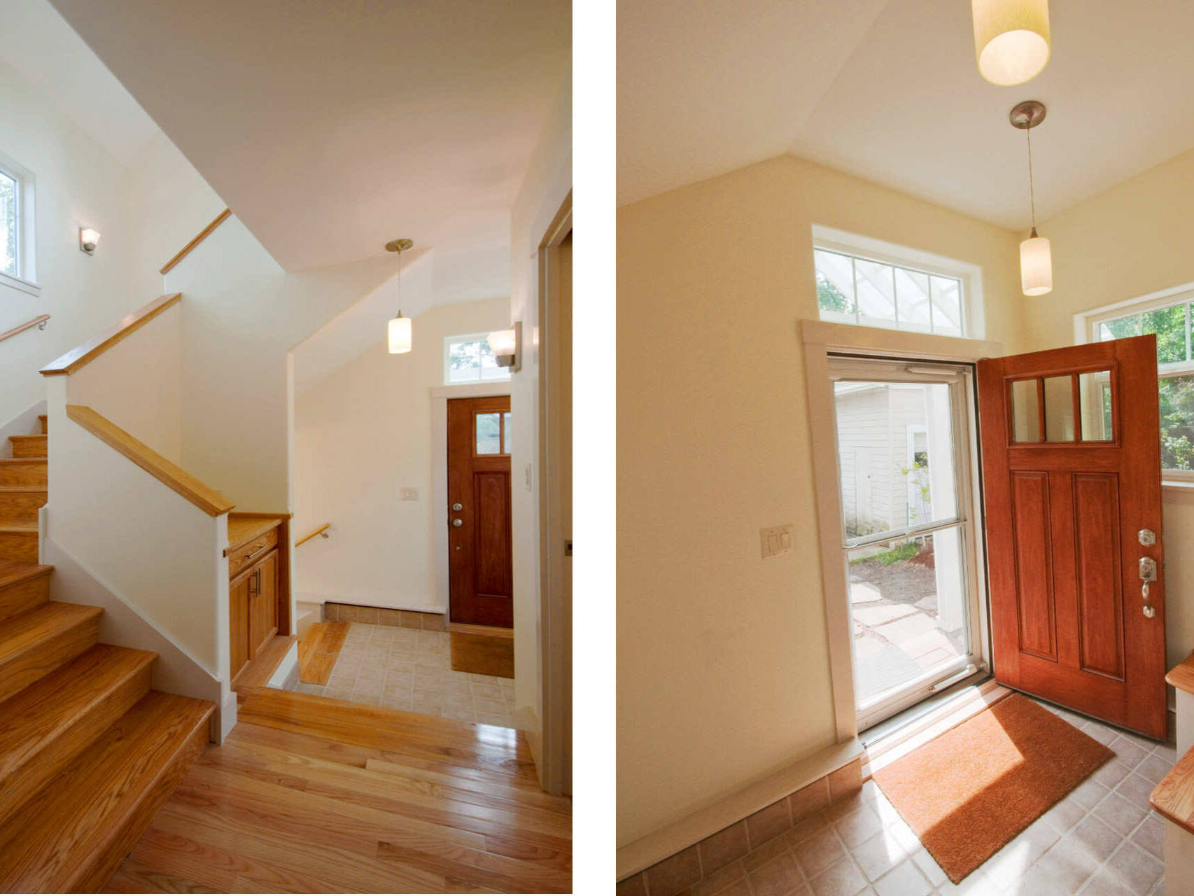 mudroom, stair to basement and second floor