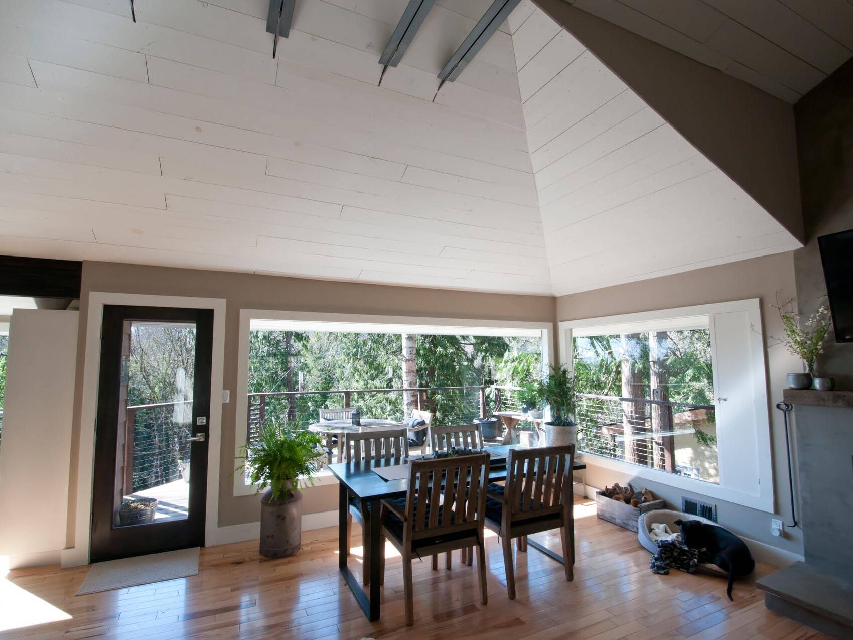 Mid-Century ranch renovation view of dining area