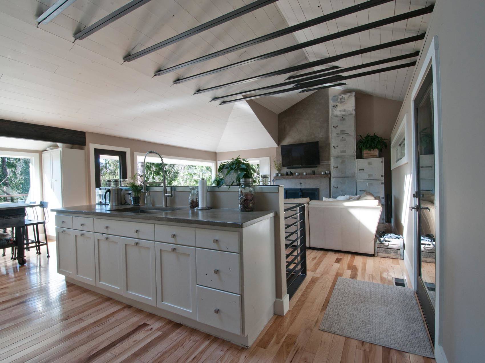 Mid-Century ranch renovation designed and engineered by rhiza A+D view from kitchen