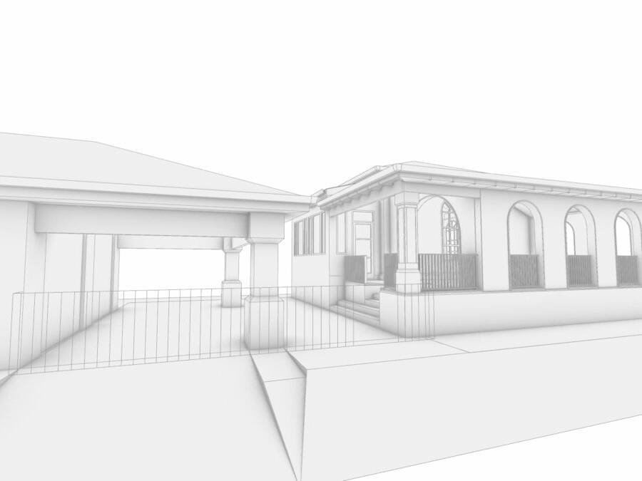 Shade Room Addition Street driveway Entry